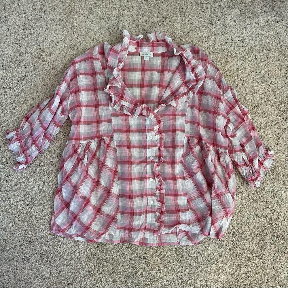 Checkered Sundance blouse pink and white